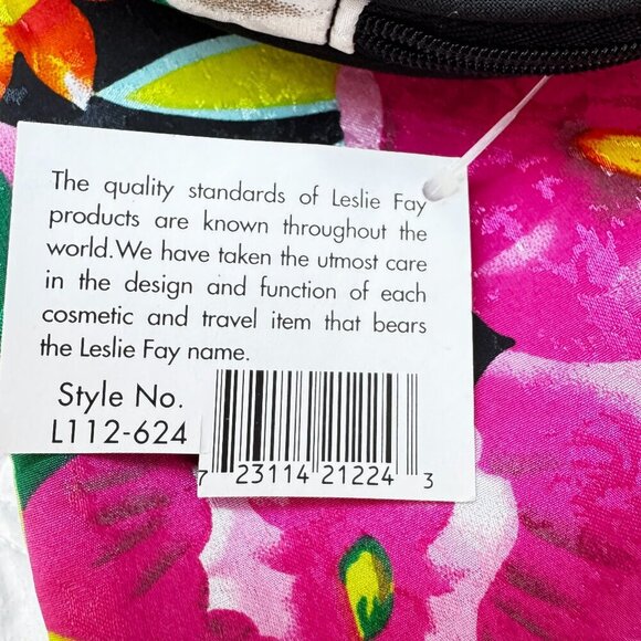Vintage NEW WITH TAGS Leslie Fay Cosmetic Travel Bag Set Tropical Floral Multi - Picture 11 of 11